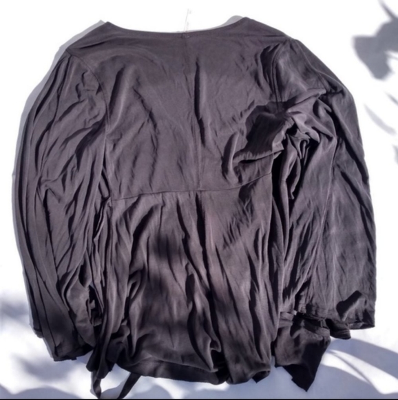 Free People Bell Sleeve Wrap Top BOHO Shirt Tie - Picture 5 of 7